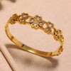 Heart Fourleaf Flower Stainless Steel Bracelet With Vacuum Electroplated 18K Real Gold For Women