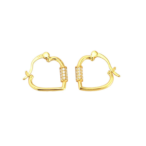 Heart Geometric Micro Inlaid S925 Silver Electroplated Earrings