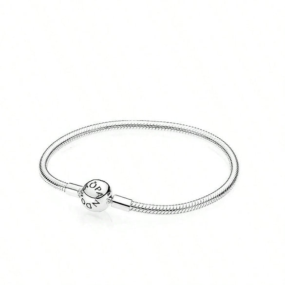 Heart Shape Clasp Plated Copper Snake Chain Beaded Bracelet Plain Engraved Style Couple Bracelet For Women And Men