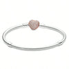 Heart Shape Clasp Plated Copper Snake Chain Beaded Bracelet Plain Engraved Style Couple Bracelet For Women And Men