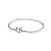 Heart Shape Clasp Plated Copper Snake Chain Beaded Bracelet Plain Engraved Style Couple Bracelet For Women And Men