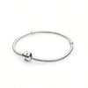 Heart Shape Clasp Plated Copper Snake Chain Beaded Bracelet Plain Engraved Style Couple Bracelet For Women And Men