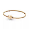 Heart Shape Clasp Plated Copper Snake Chain Beaded Bracelet Plain Engraved Style Couple Bracelet For Women And Men