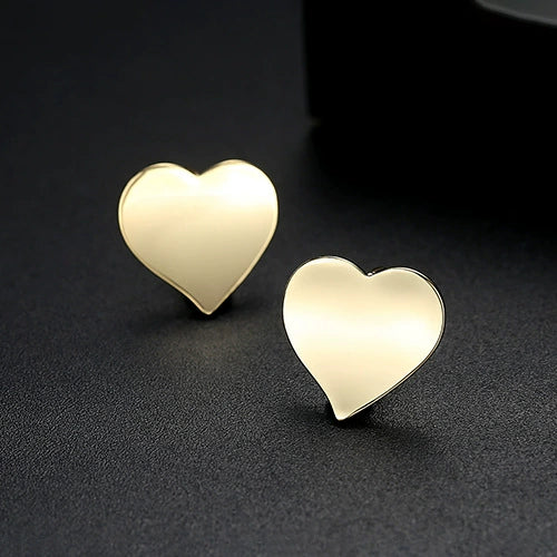 Heart Shape Copper Electroplated Earrings For Women Sweet Elegant Glossy Fashion Jewelry