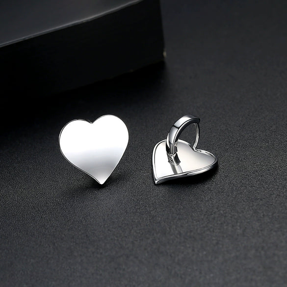 Heart Shape Copper Electroplated Earrings For Women Sweet Elegant Glossy Fashion Jewelry
