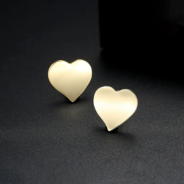 Heart Shape Copper Electroplated Earrings For Women Sweet Elegant Glossy Fashion Jewelry