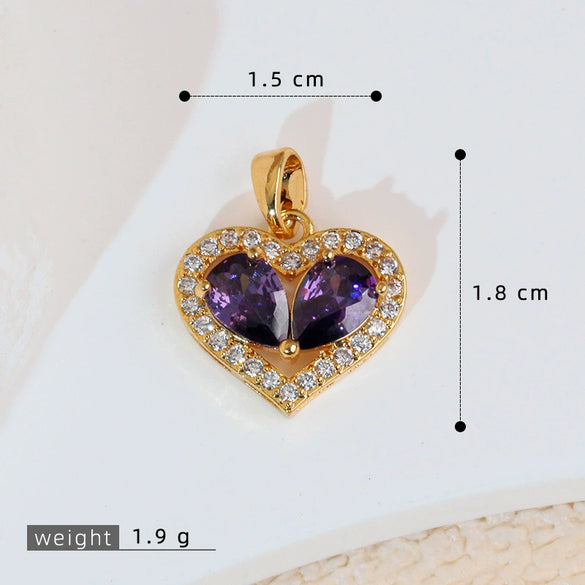 Heart Shape Copper Pendant Fashion Jewelry Diy Handmade Electroplated Accessories