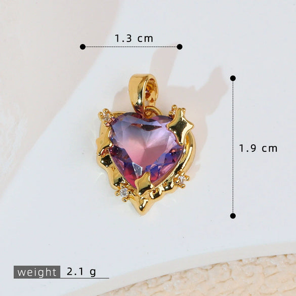 Heart Shape Copper Pendant Fashion Jewelry Diy Handmade Electroplated Accessories