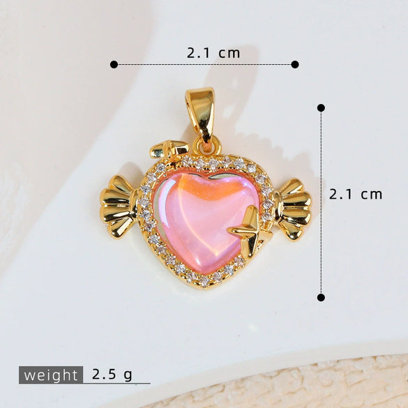 Heart Shape Copper Pendant Fashion Jewelry Diy Handmade Electroplated Accessories