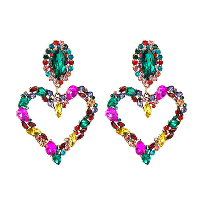 Heart-shaped Alloy Full Diamond Earrings S925 Silver