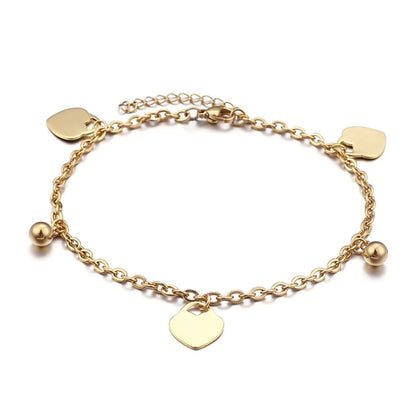 Heart Titanium Steel 18K Gold Plated Women'S Anklet