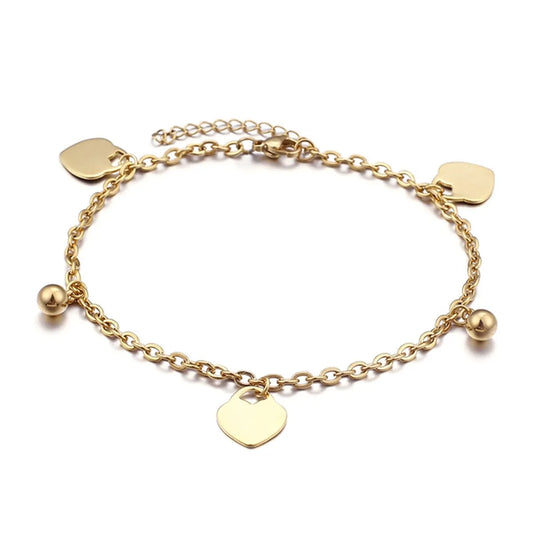 Heart Titanium Steel 18K Gold Plated Women'S Anklet