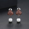 Heart Shaped Copper Pearl Earrings With Crystal Zircon Accents Electroplated Fashion Jewelry For Women Wholesale