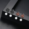 Heart Shaped Copper Pearl Earrings With Crystal Zircon Accents Electroplated Fashion Jewelry For Women Wholesale