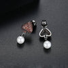 Heart Shaped Copper Pearl Earrings With Crystal Zircon Accents Electroplated Fashion Jewelry For Women Wholesale