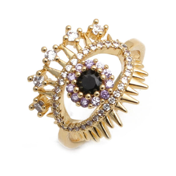 Heart Shaped Micro Inlaid Zircon Adjustable Open Ring For Women Copper Electroplated Fashion Jewelry