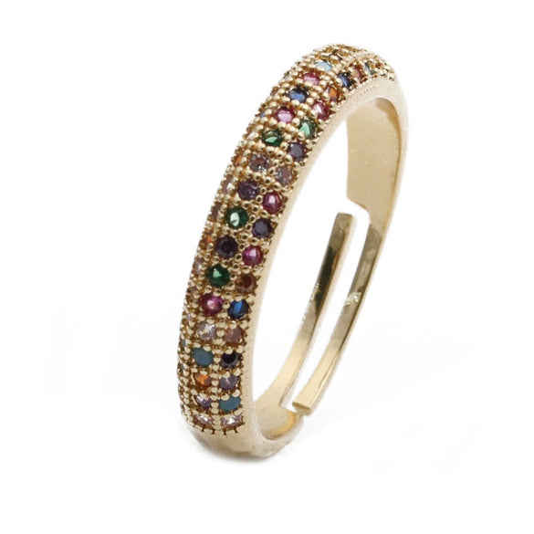 Heart Shaped Micro Inlaid Zircon Adjustable Open Ring For Women Copper Electroplated Fashion Jewelry
