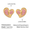 Heart Shaped Oil Drop Earrings For Women Titanium Steel Elegant Style Electroplating Process Waterproof And Environmentally Friendly