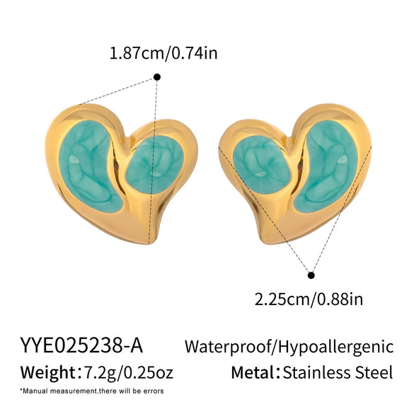 Heart Shaped Oil Drop Earrings For Women Titanium Steel Elegant Style Electroplating Process Waterproof And Environmentally Friendly
