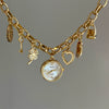 Heart Shaped Pendant Chain Bracelet Watch For Women Alloy Case Round Dial Spiral Crown Creative Personality