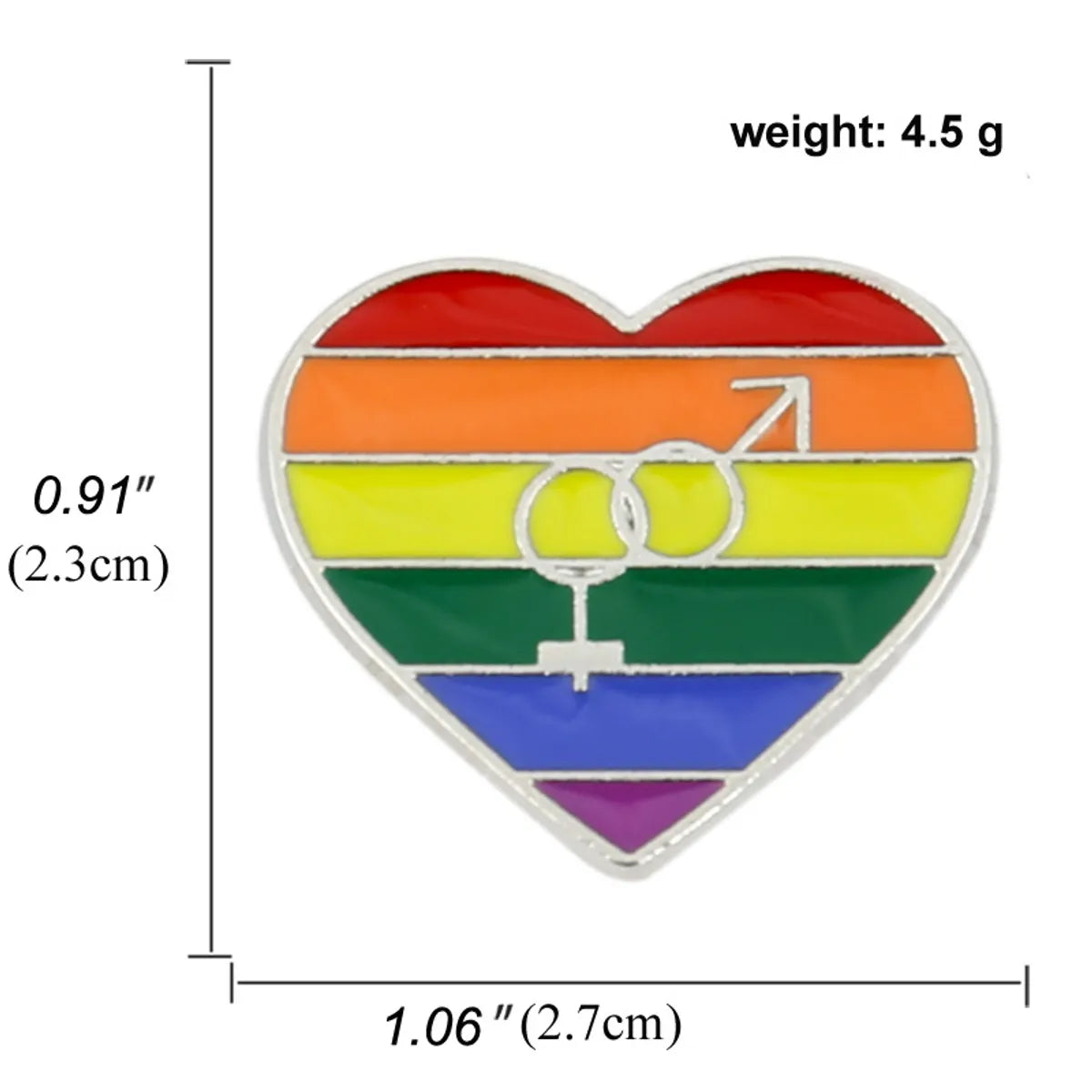 Heart-Shaped Rainbow Pride Gay Cartoon Colorful Banner Alloy Brooch