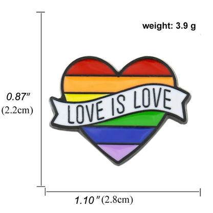 Heart-Shaped Rainbow Pride Gay Cartoon Colorful Banner Alloy Brooch