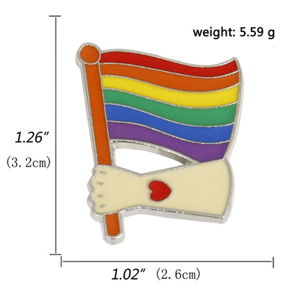 Heart-Shaped Rainbow Pride Gay Cartoon Colorful Banner Alloy Brooch