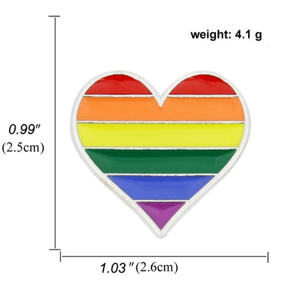 Heart-Shaped Rainbow Pride Gay Cartoon Colorful Banner Alloy Brooch