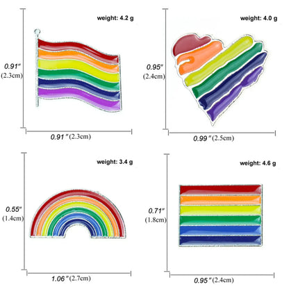 Heart-Shaped Rainbow Pride Gay Cartoon Colorful Banner Alloy Brooch