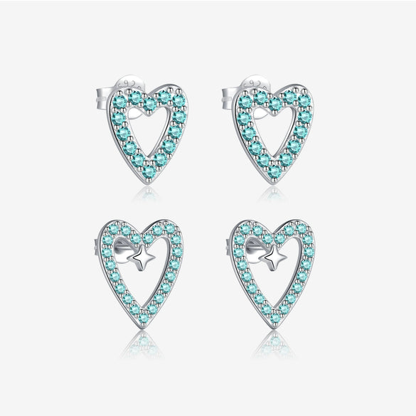 Heart Shaped S925 Sterling Silver Fashion Earrings With Electroplating Platinum 18K Gold For Women