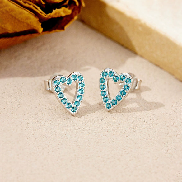Heart Shaped S925 Sterling Silver Fashion Earrings With Electroplating Platinum 18K Gold For Women