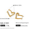 Heart Shaped Stainless Steel Earrings For Women With Vacuum Plated Gold Tone Finish Simple Geometric Fashion Style