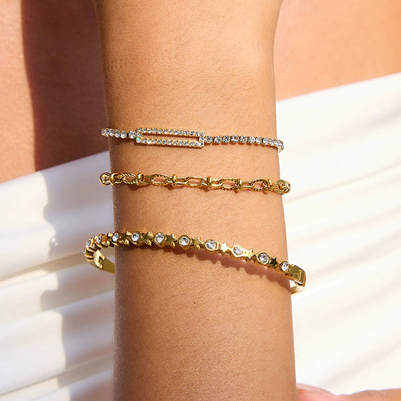 Heart Stainless Steel Geometric Pattern Electroplated Women's Bracelet Jewelry