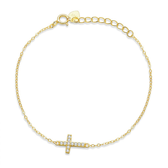 Heartshaped Adjustable Hollow Bracelet With Cross Design For Ladies Made Of Silver Electroplated Simple Fashion Original New Jewelry
