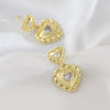 Heartshaped Copper Earrings With Hemp Pattern Goldplated For Women