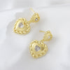 Heartshaped Copper Earrings With Hemp Pattern Goldplated For Women