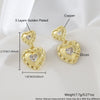 Heartshaped Copper Earrings With Hemp Pattern Goldplated For Women
