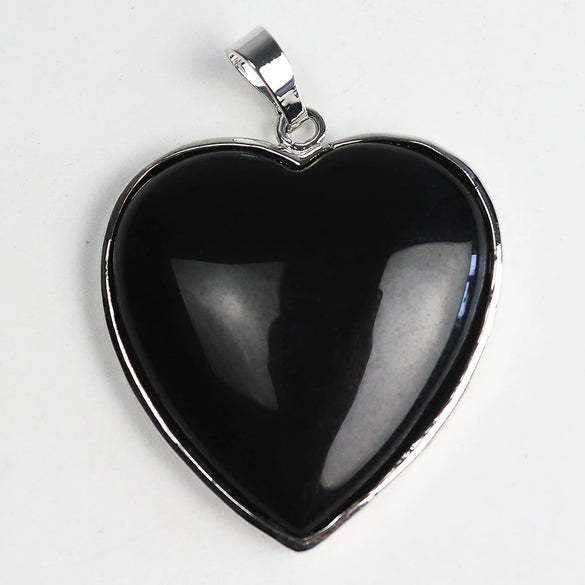 Heartshaped Copper Pendant With Silvertone Electroplated Edge And Turquoise Crystal Agate Semiprecious Stone Inlay