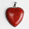 Heartshaped Copper Pendant With Silvertone Electroplated Edge And Turquoise Crystal Agate Semiprecious Stone Inlay