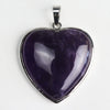 Heartshaped Copper Pendant With Silvertone Electroplated Edge And Turquoise Crystal Agate Semiprecious Stone Inlay
