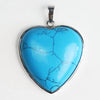 Heartshaped Copper Pendant With Silvertone Electroplated Edge And Turquoise Crystal Agate Semiprecious Stone Inlay