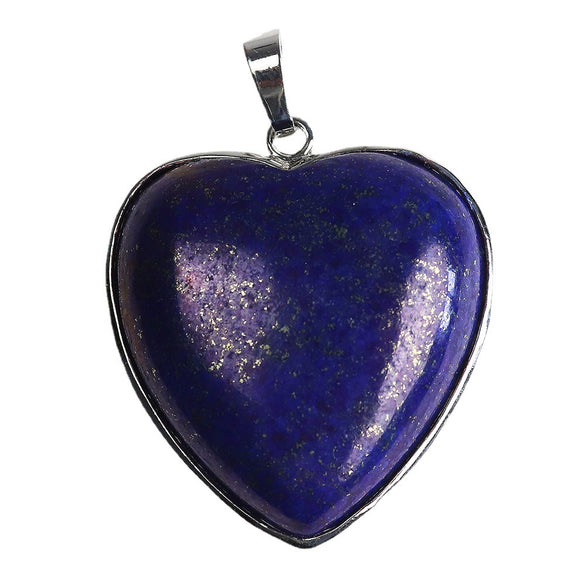 Heartshaped Copper Pendant With Silvertone Electroplated Edge And Turquoise Crystal Agate Semiprecious Stone Inlay