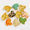 Heartshaped French Retro Stainless Steel Enamel Oil Drop Earrings
