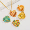 Heartshaped French Retro Stainless Steel Enamel Oil Drop Earrings