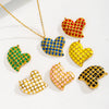 Heartshaped French Retro Stainless Steel Enamel Oil Drop Earrings
