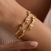 Heartshaped Stainless Steel Bracelet With Zircon Accents And Vacuumplated Finish Simple Trendy Women's Fashion Jewelry