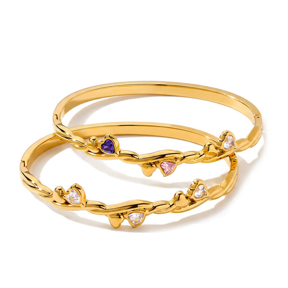 Heartshaped Stainless Steel Bracelet With Zircon Accents And Vacuumplated Finish Simple Trendy Women's Fashion Jewelry