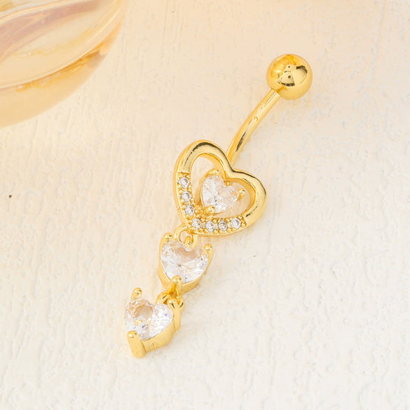 Heartshaped Stainless Steel Electroplated Navel Ring For Women