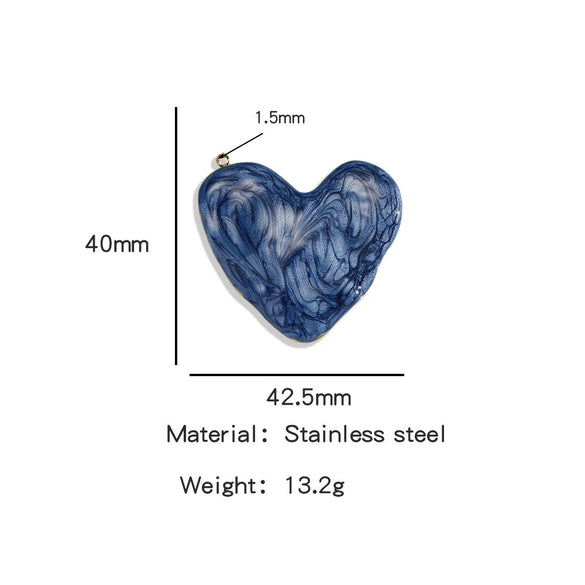 Heartshaped Stainless Steel Pendant With Dripping Oil Pattern For Jewelry Making
