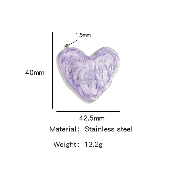 Heartshaped Stainless Steel Pendant With Dripping Oil Pattern For Jewelry Making